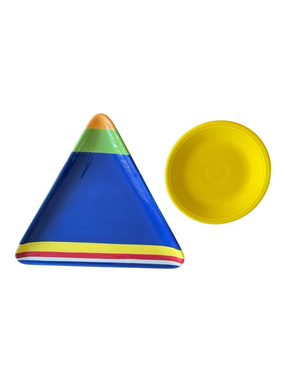 Sonoma Colorfest Triangular Ceramic Platter/Fiesta Salad  Plate Sunflower Bundle